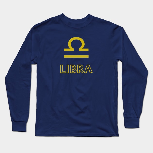 Astrology Libra Sign Symbol Gold Long Sleeve T-Shirt by NataliePaskell